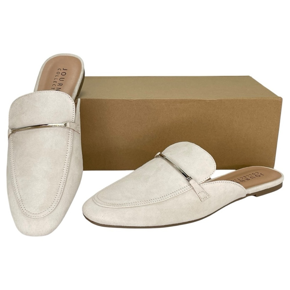 Journee Collection Ameena Cream Microsuede Womens Mules Size 8.5M - Picture 10 of 11